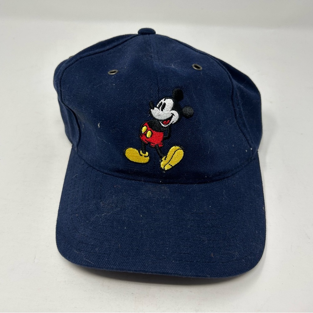 New Vintage Walt Disney Blue Heavy Canvas Mickey Mouse Strapback Hat Adult
